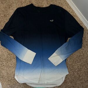 Hollister Blue and White Long Sleeve Tee